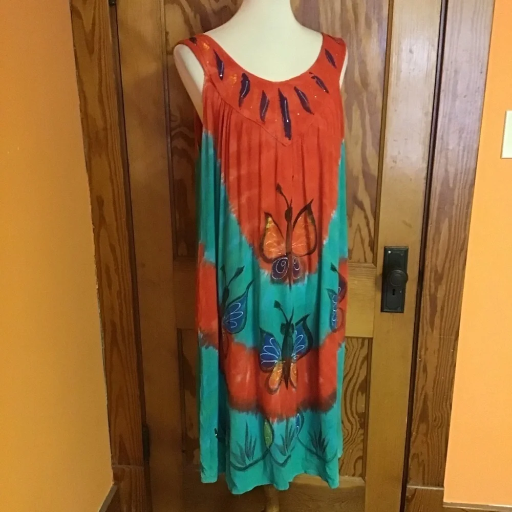 Vintage 90s butterfly mumu dress - Picture 5 of 8